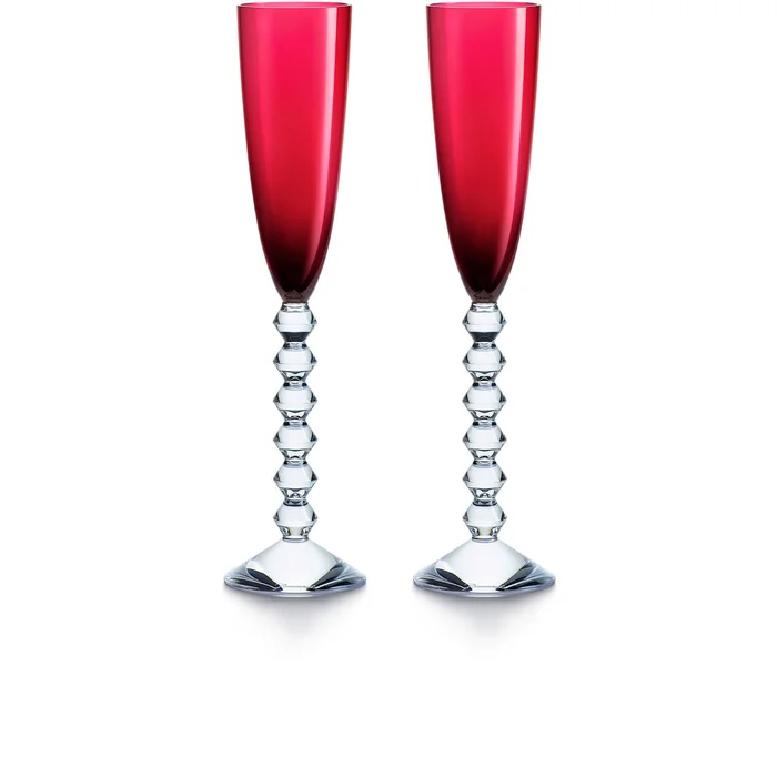 Baccarat Vega Flutissimo Red Flutes, Set Of 2