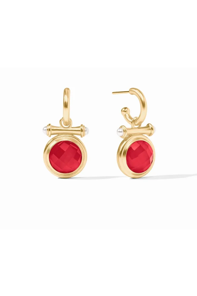 BAMBOO HOOP & CHARM EARRING-STRAWBERRY
