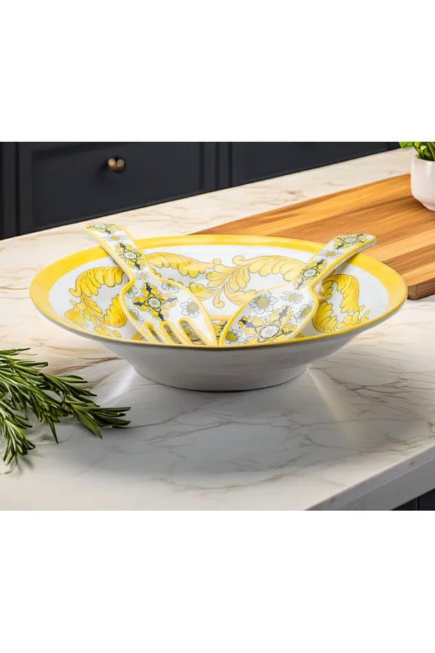 Barocco Melamine Salad Set in Yellow