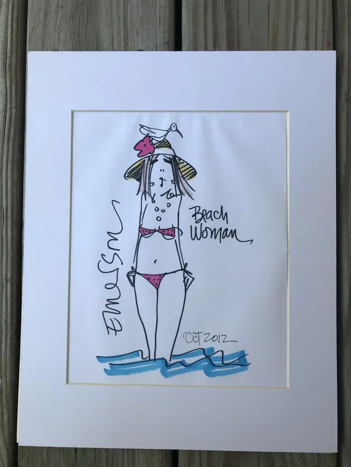 Beach Woman Original Matted Print