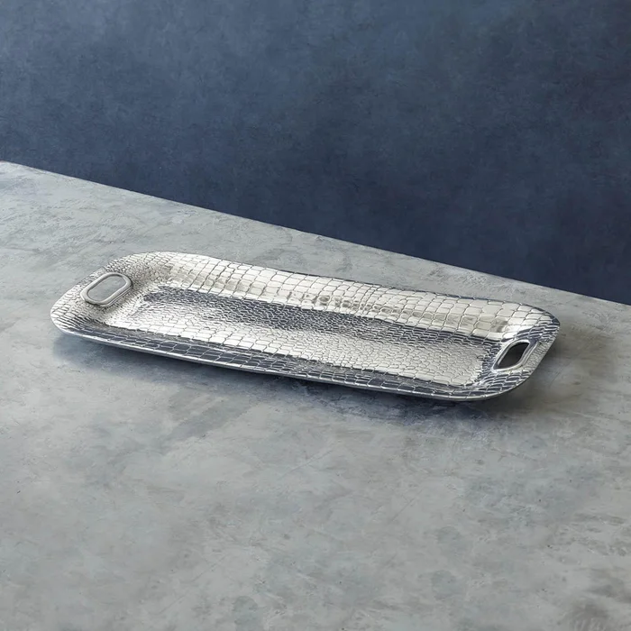 Beatriz Ball Pieles Croc Long Rectangular Tray With Handles