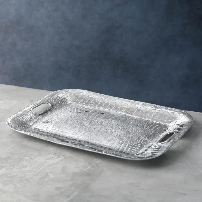 Beatriz Ball Pieles Croc Medium Rectangular Tray With Handles
