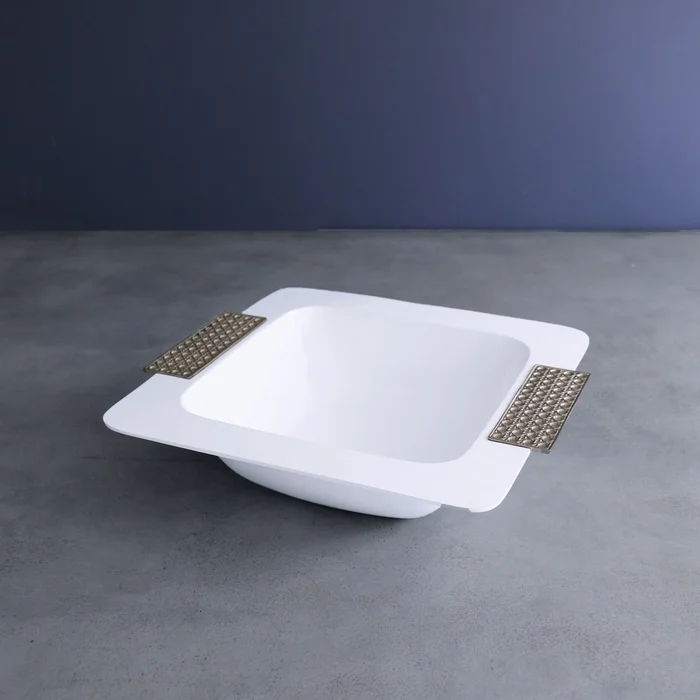 Beatriz Ball Thanni Rattan Large White & Gold Square Bowl