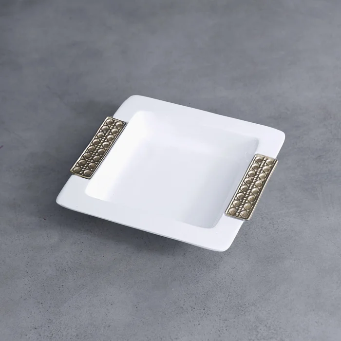 Beatriz Ball Thanni Rattan White & Gold Beverage Napkin Holder