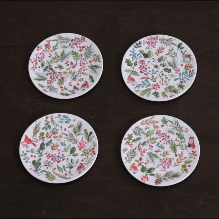 Beatriz Ball Vida Happy Christmas Melamine Cocktail Plates, Set Of 4