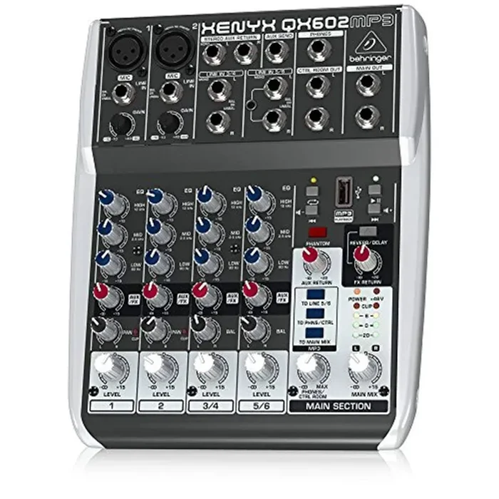 Behringer QX602MP3, 6-Input 2-Bus Mixer with MP3 Player and Multi-FX