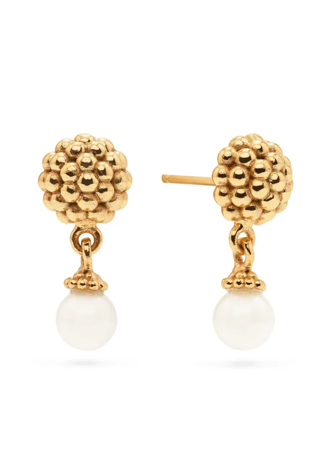 Berry Drop Stud Earrings – Pearl