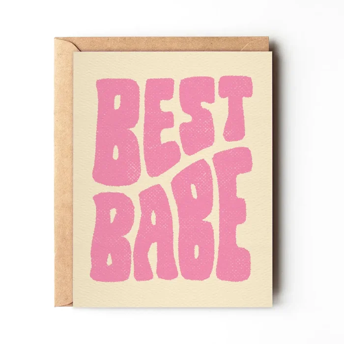 Best Babe – Pink Retro Birthday Card
