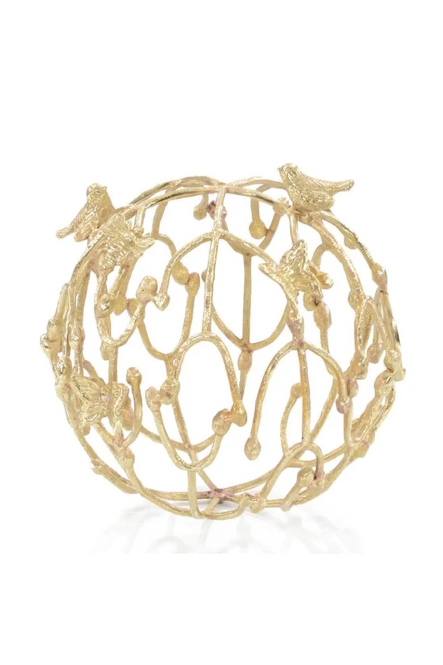 BIRDS,BEES AND BUTTERFLY BRASS BALL II 8″