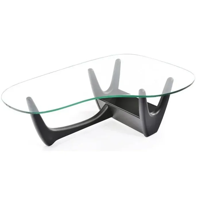 Black & Glass Top Modern Small Coffee Table on Sale