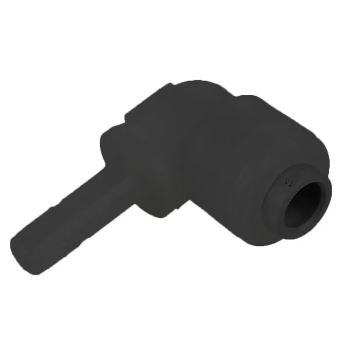 Black Kynar PVDF Tube Elbow Union Stem – 3/8 x 1/4