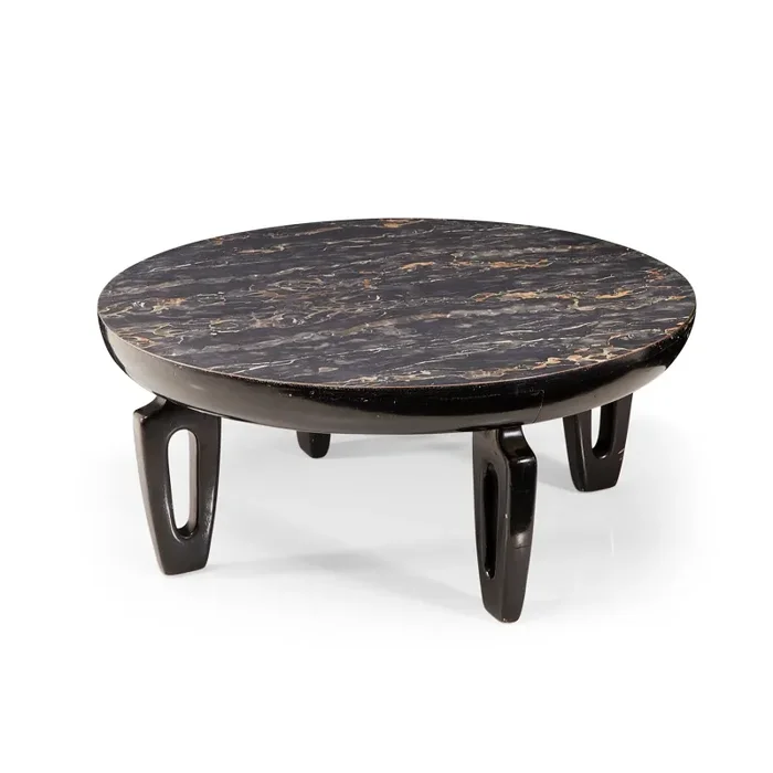 Black Laminate Round Wood Coffee Table Online now
