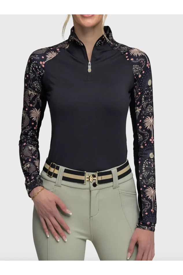 BLACK REGAL PALM RAGLAN LONG SLEEVE SUN SHIRT