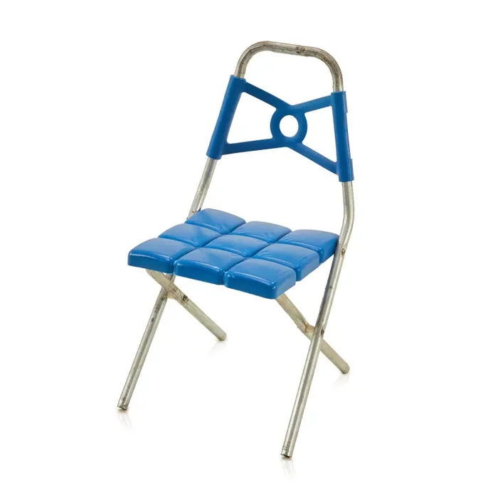 Blue & Aluminum Kids Size Folding Chair