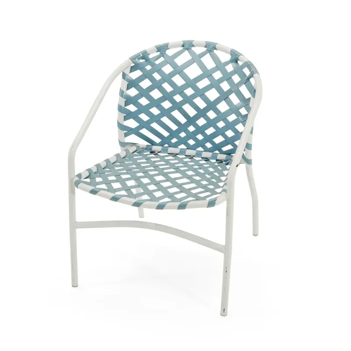 Blue & White Metal Outdoor Side Chair