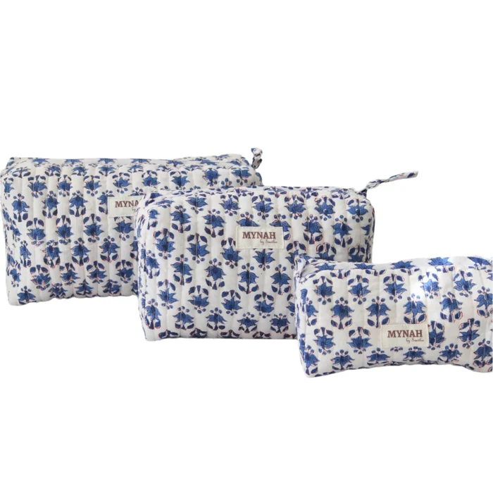 Blue Bonnet Floral Cosmetic Bag