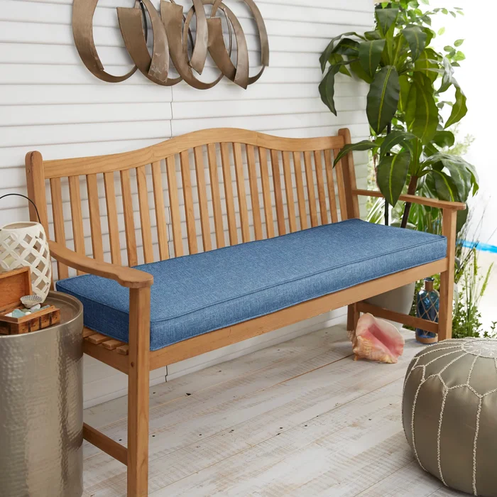 Blue Indoor/ Outdoor Corded Bench Cushion