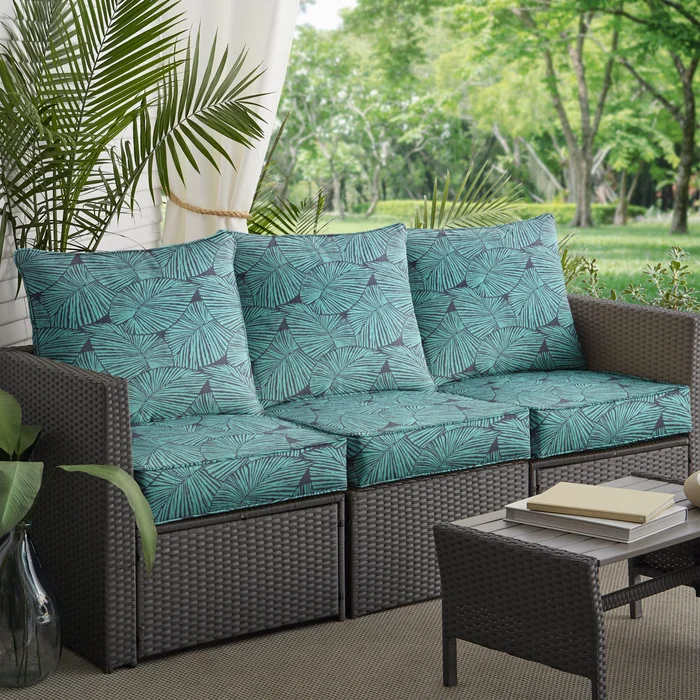 Blue Tropical Corded Indoor/ Outdoor Deep Seating Sofa Pillow and Cushion Set
