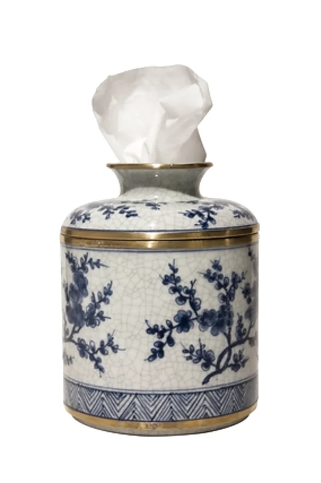 BLUE/WHITE BLOSSOM TISSUE BOX
