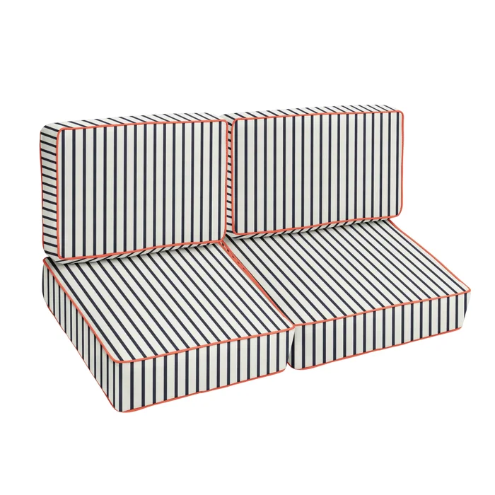 Blue White Stripe with Melon Indoor/Outdoor Corded Loveseat Set – 23 in x 47 in x 23 in