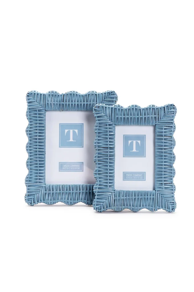 BLUE WICKER WEAVE PHOTO FRAME 5X7