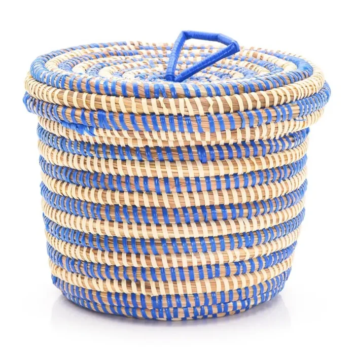 Blue Woven Moroccan Style Basket (A+D) Sale
