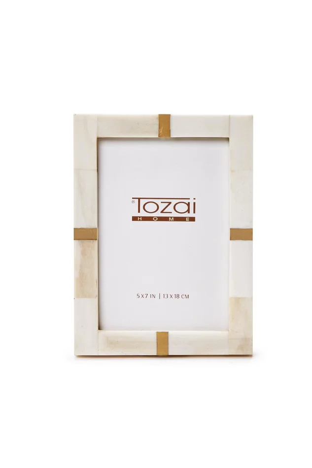 BONE AND BRASS PHOTO FRAME. 5X7