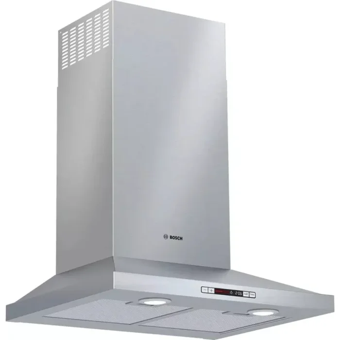 Bosch 300 Series HCP34E52UC 24 Inch Wall Mount Range Hood with 3-Speed/300 CFM Blower, Quiet Blower 1.5 Sones, LCD Touch Display, Mesh Filters, LED Lighting, and Audible Tone