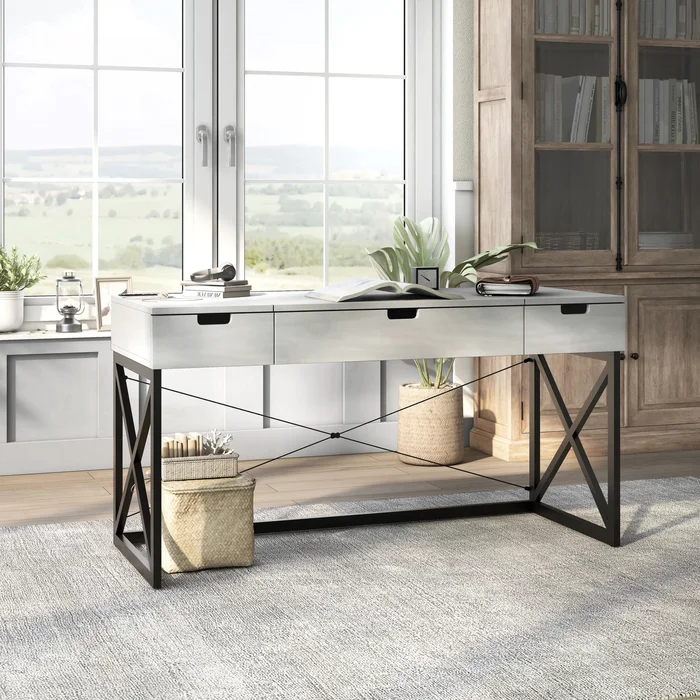 Bradford Farmhouse 59-inch Steel Lift Top Desk with USBs by Furniture of America