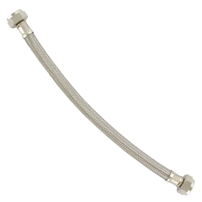 Braided Stainless Steel Hose 304 1/2″ FIP x 1/2″ FIP 12″ Length