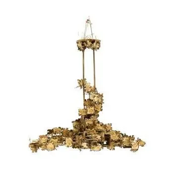 Brass Brutalist Sculpture Chandelier Pendant Lamp