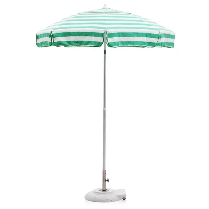 Bright Green and White Striped Patio Umbrella and Base Online Sale