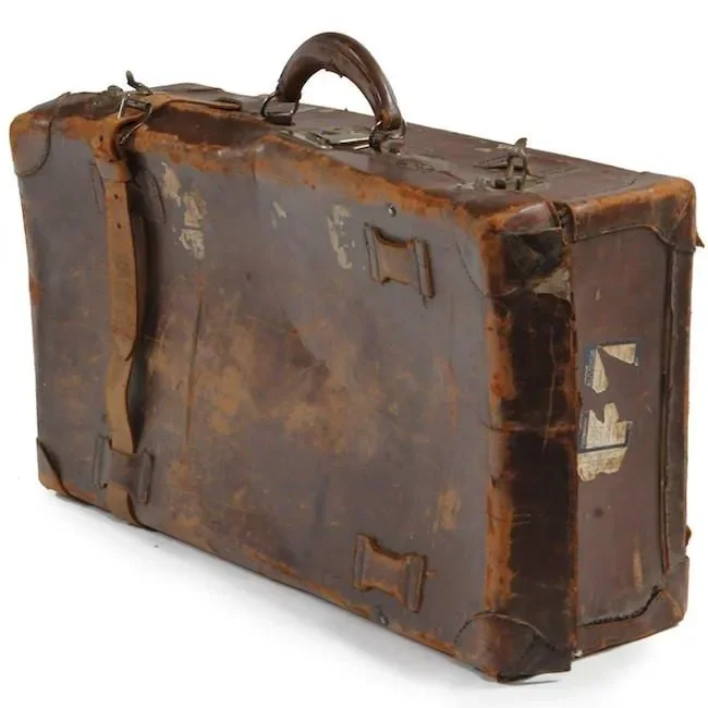 Brown Leather Distressed Suitcase
