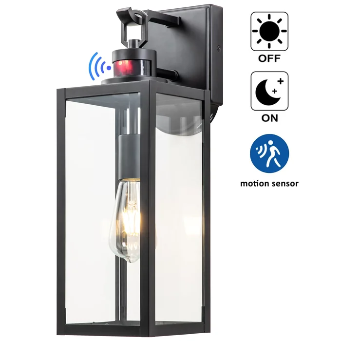 C Cattleya 1-Light Motion Sensor Dusk to Dawn Outdoor Wall Light Sconce with Adjustable Sensitivity and Timer