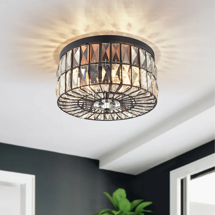C Cattleya 2-Light Incandescent Crystal Flush Mount Ceiling Light Fixture