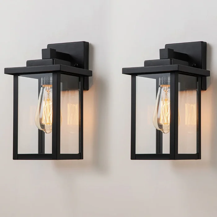 C Cattleya 2-Pack 1-Light Black Outdoor Wall Sconces Exterior Wall Light