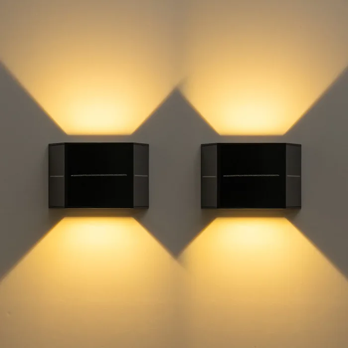 C Cattleya 2-Pack Black Solar LED Dusk to Dawn Outdoor Wall Light