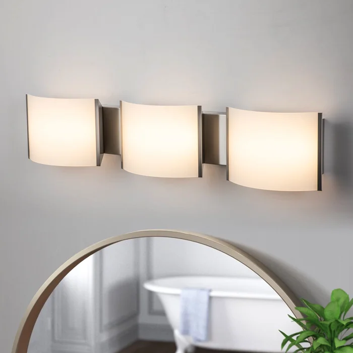 C Cattleya 3-Light/ 4-Light Satin Nickel Stainless Steel Integrated LED Vanity Light with Acrylic Shade