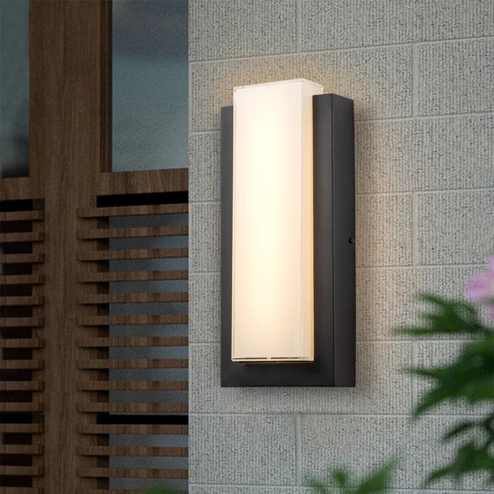C Cattleya Matte Black Integrated LED Outdoor Wall Lantern Sconce with Glass Shade