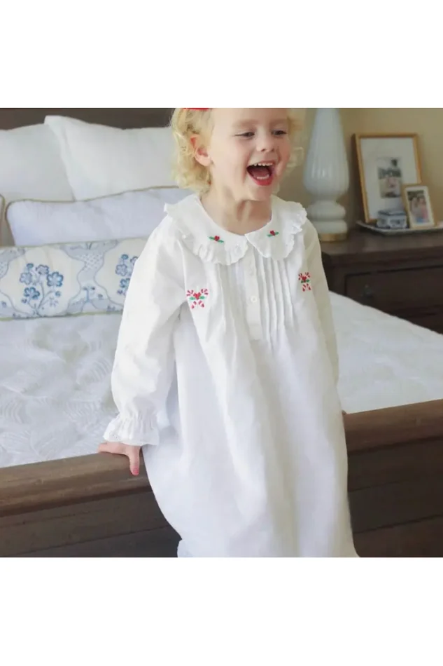 CANDY CANE WHITE EMBROIDERED COTTON DRESS