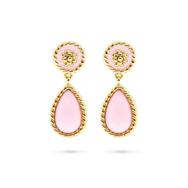 Capucine De Wulf Berry Petal Enamel Drop Earrings In Pastel Pink