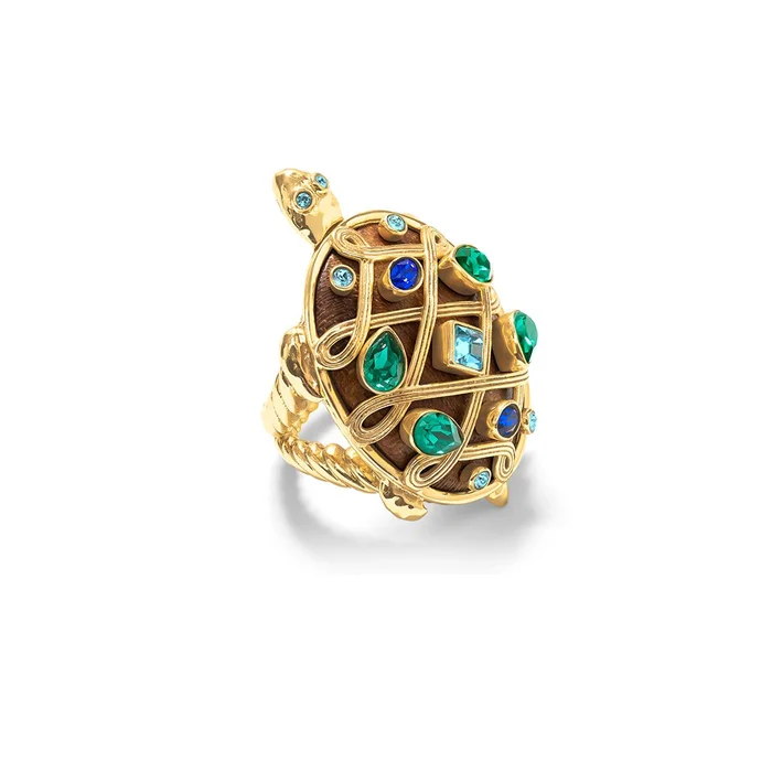 Capucine De Wulf Jeweled Turtle Ring, Size 7