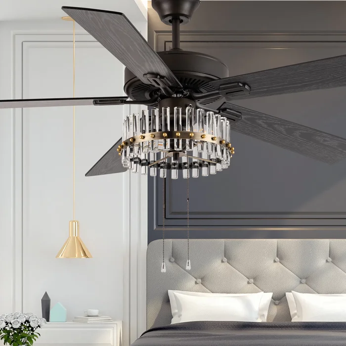 Carrie River of Goods Oil-Rubbed Bronze Metal 2-Light 52-Inch Ceiling Fan – 52″ x 52″ x 13.5″/18.5″