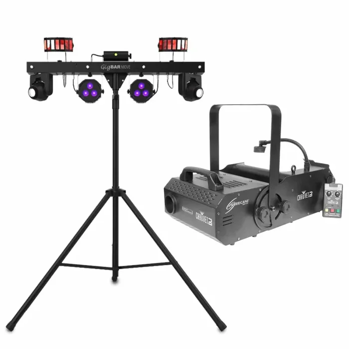 Chauvet DJ Package with Gigbar Move Lighting Stand and Hurricane 1800 Flex Fogger Machine