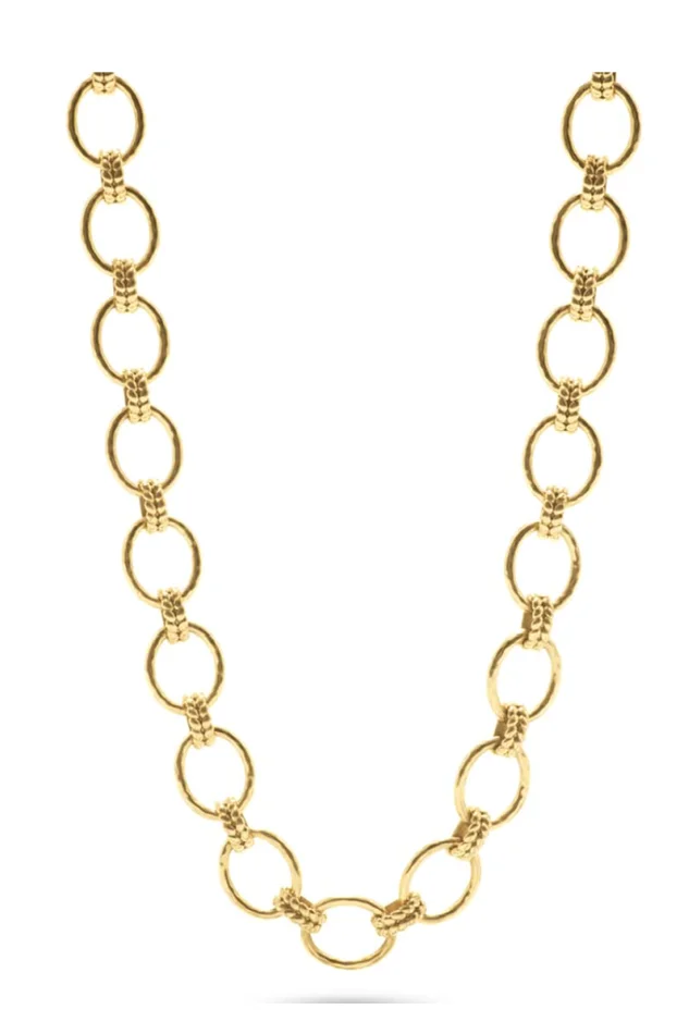 Cleopatra Grande Link Necklace, 16″+2” – Gold