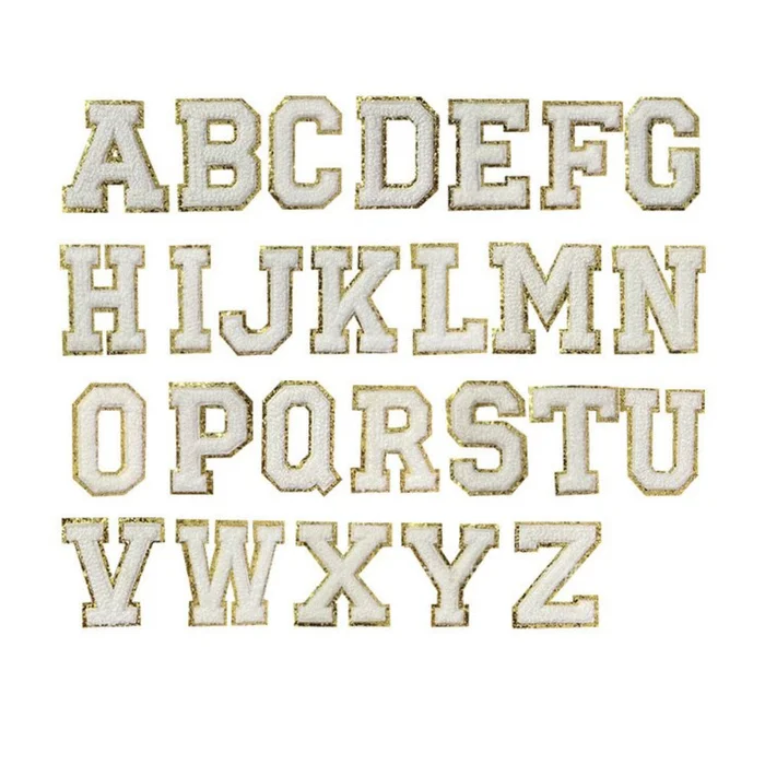 Colored Chenille Glitter Letter Patches