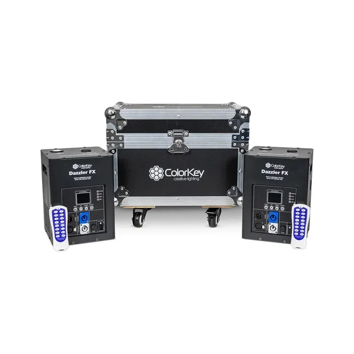 ColorKey CKU-7712, 600W Cold Spark Machine with FX2 MKII 2-Pack and Road Case – Black