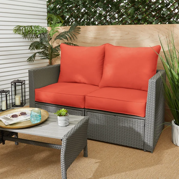 Coral Corded Indoor/ Outdoor Deep Seating Loveseat Pillow and Cushion Set