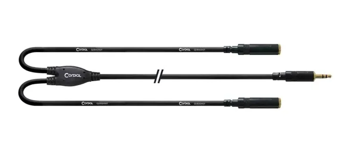 Cordial CFY0.3WYY, 1/8″ TRS Male to 2x TRS Female Y-Adapter Cable – 0.3 Meter Supply