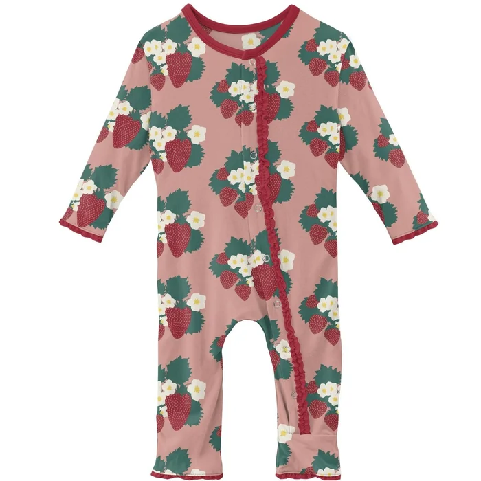 Coverall with Muffin Ruffles (Snaps/Zipper) – Blush Strawberry Farm